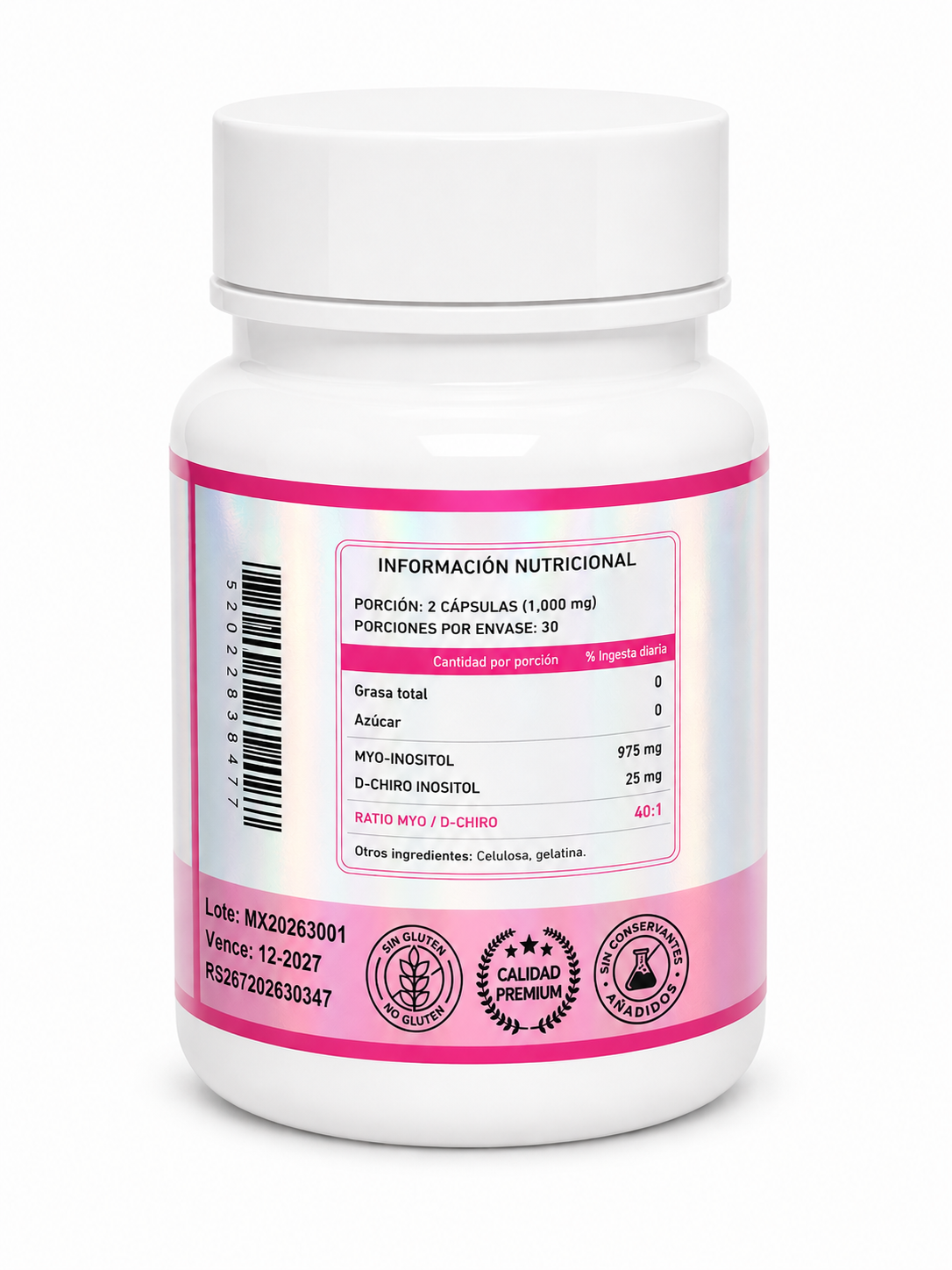 INOSITOL MYO CHIRO INOSITOL 40:1 - CÁPSULAS 500 MG - Imagen 2
