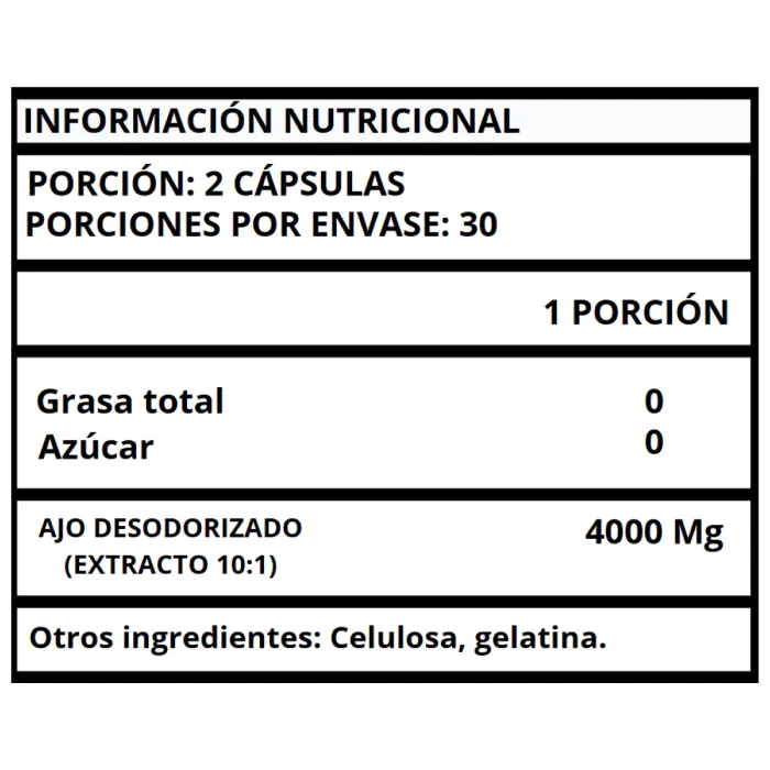 AJO SIN OLOR EXTRACTO (DESODORIZADO) - CÁPSULAS 4,000 MG - Imagen 2
