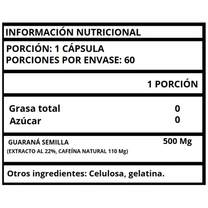 GUARANÁ EXTRACTO - CÁPSULAS 500 MG - Imagen 2