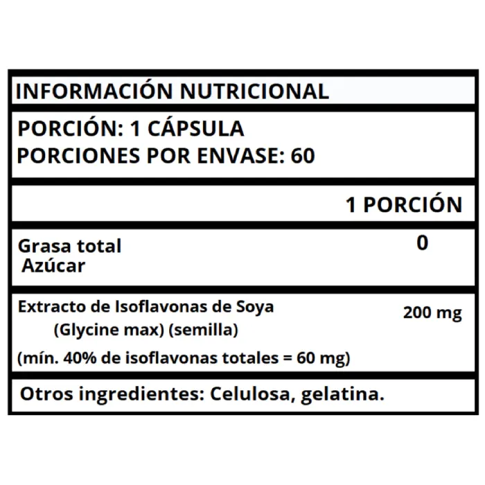 ISOFLAVONAS DE SOYA EXTRACTO 40% - CÁPSULAS 200 MG - Imagen 2