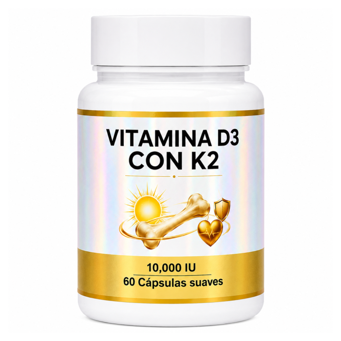 VITAMINA D3 CON K2 - CÁPSULAS SUAVES 10,000 IU